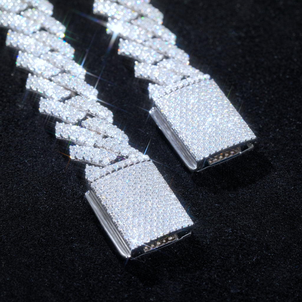 16MM 3 ROW 925S & VVS MOISSANITE PRONG CUBAN LINK CHAIN