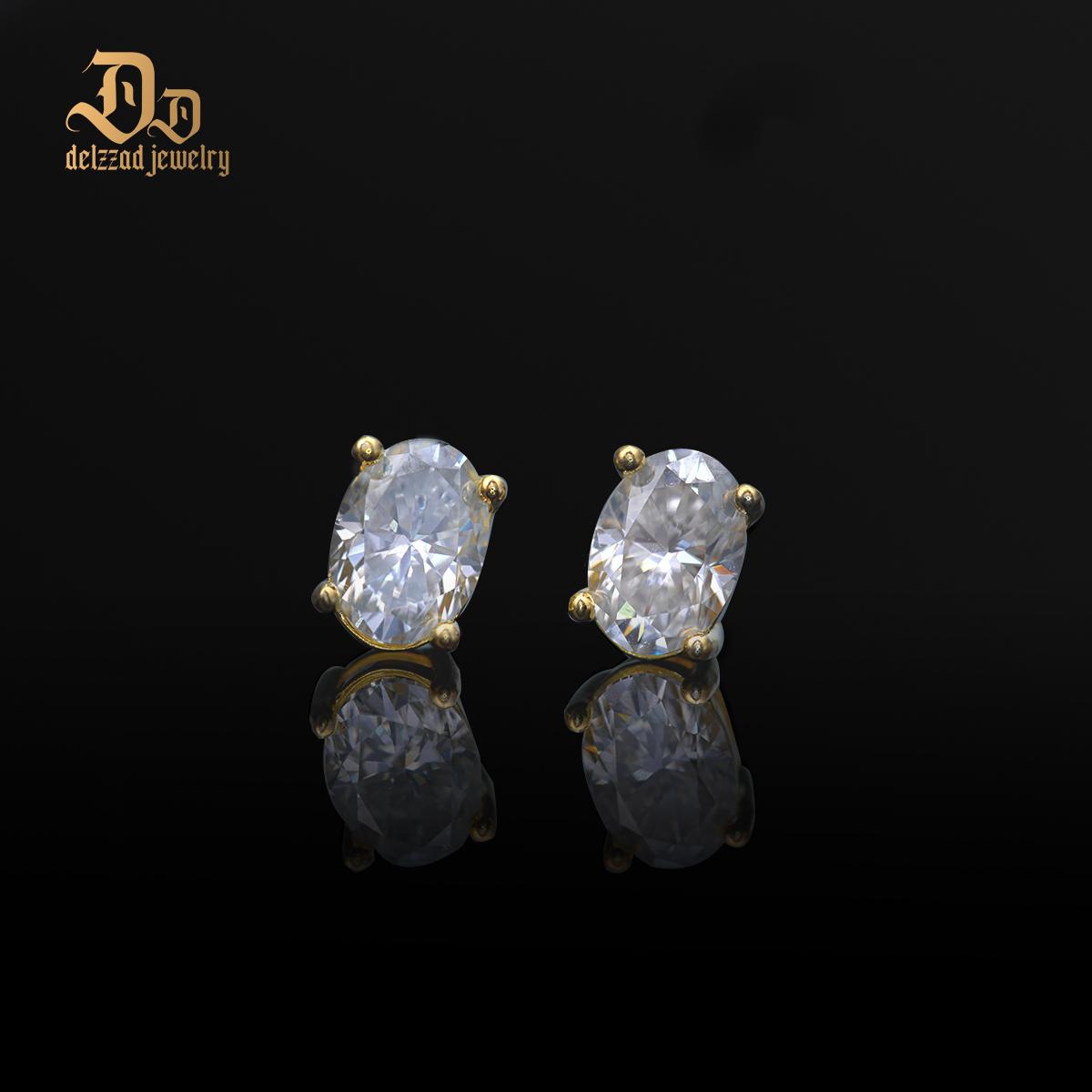 S925 Oval Cut Synthetic Moissanite Stud Earrings Gift For Men Women