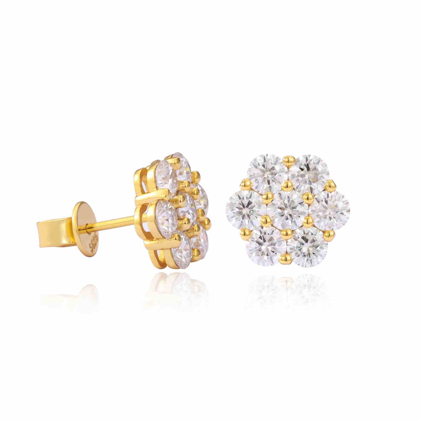 S925 D Color VVS Synthetic Moissanite Flower Stud Earrings Valentine's Day Gifts Jewelry