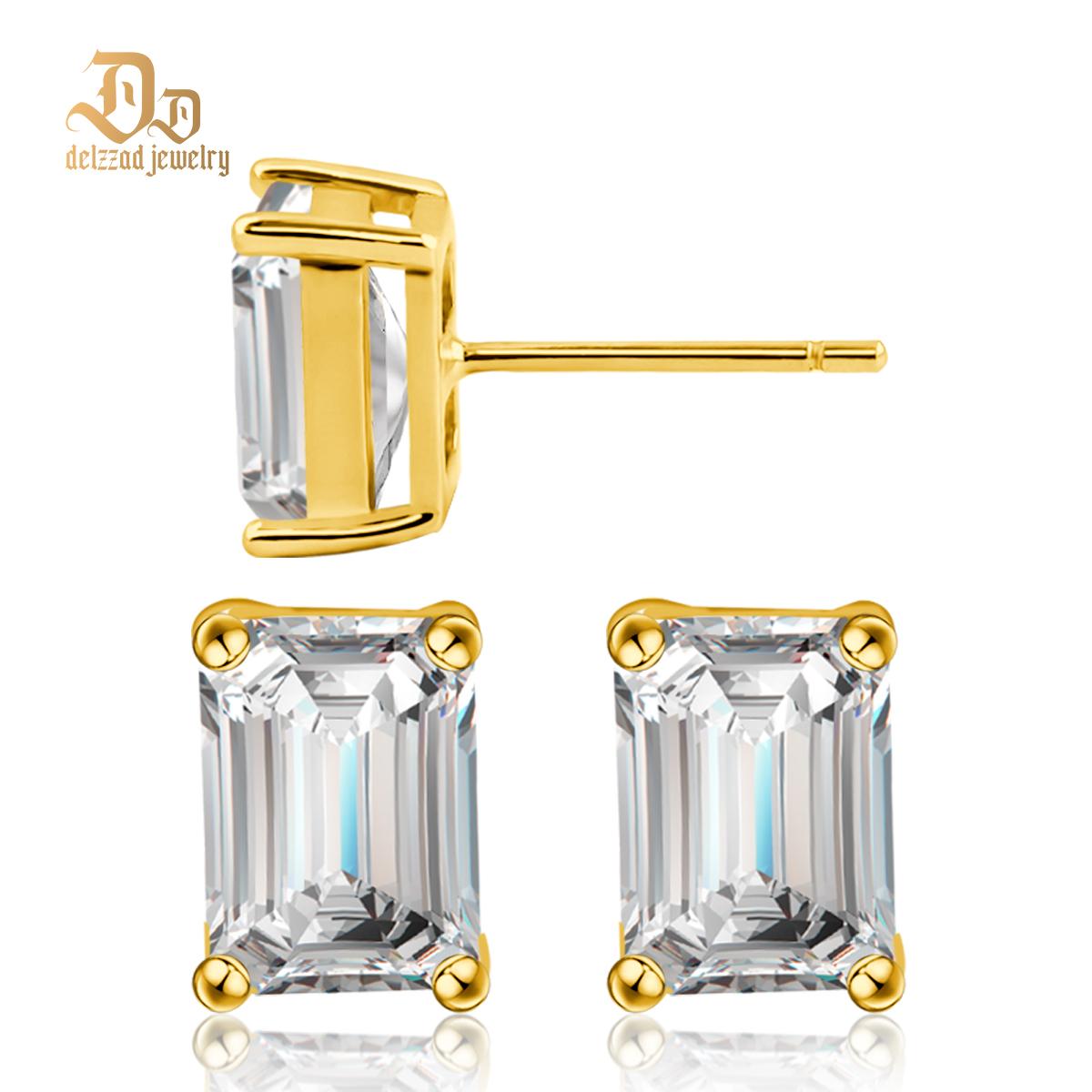 S925 Step Cut Synthetic Moissanite Stud Earrings Gift For Men Women