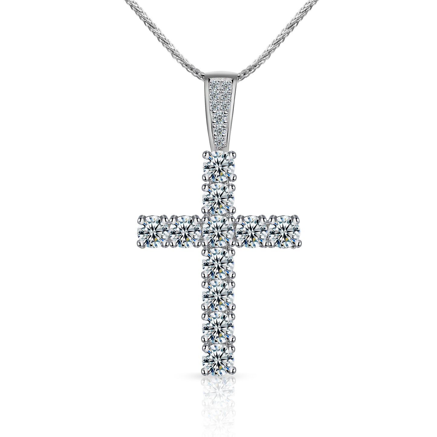 4.51 CARAT VVS MOISSANITE CROSS IN WHITE GOLD