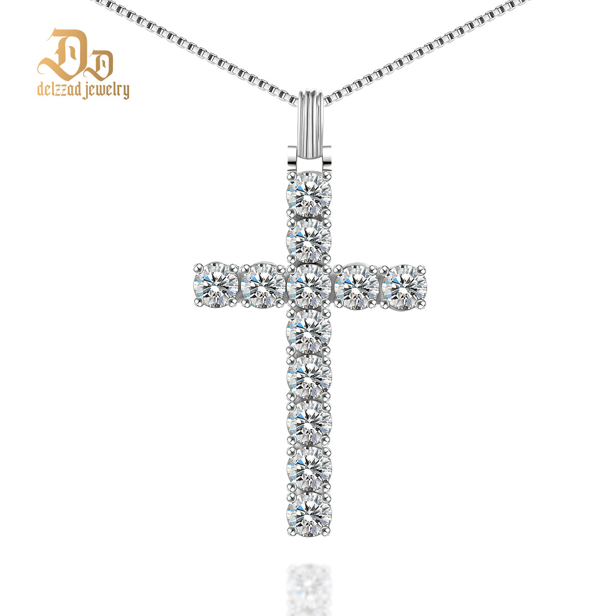 S925 6ct Black White Synthetic Moissanite Cross Necklace St Valentine's Day Gifts for Men Women