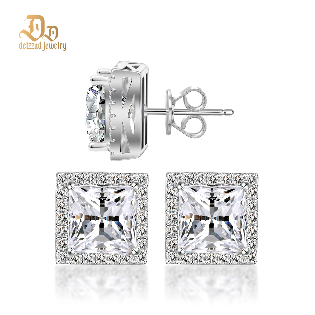 Princess Cut Synthetic Moissanite Stud Earrings Stocking Stuffers Christmas Gifts for Men Women