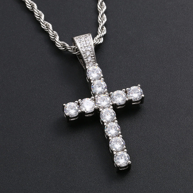 4.51 CARAT VVS MOISSANITE CROSS IN WHITE GOLD