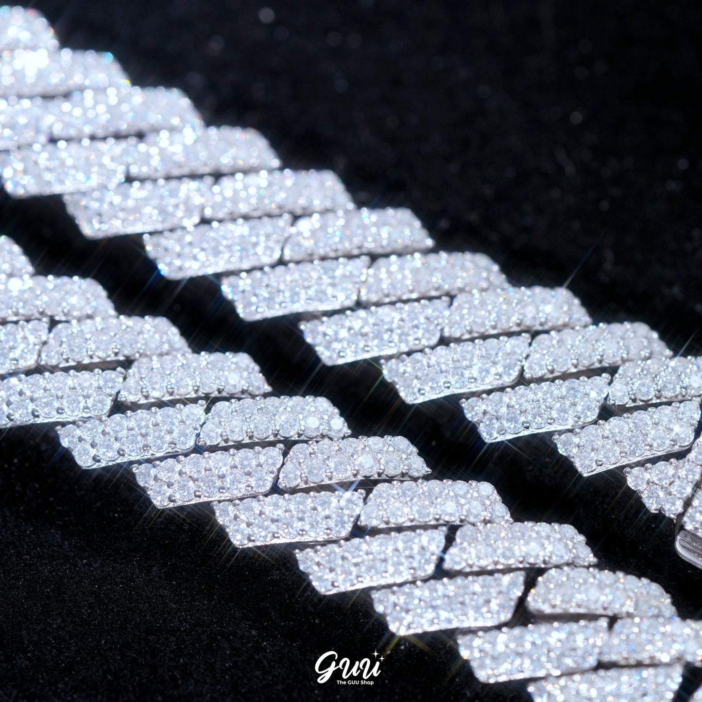 12MM 2 Row 925S & VVS Moissanite Prong Cuban Link Chain