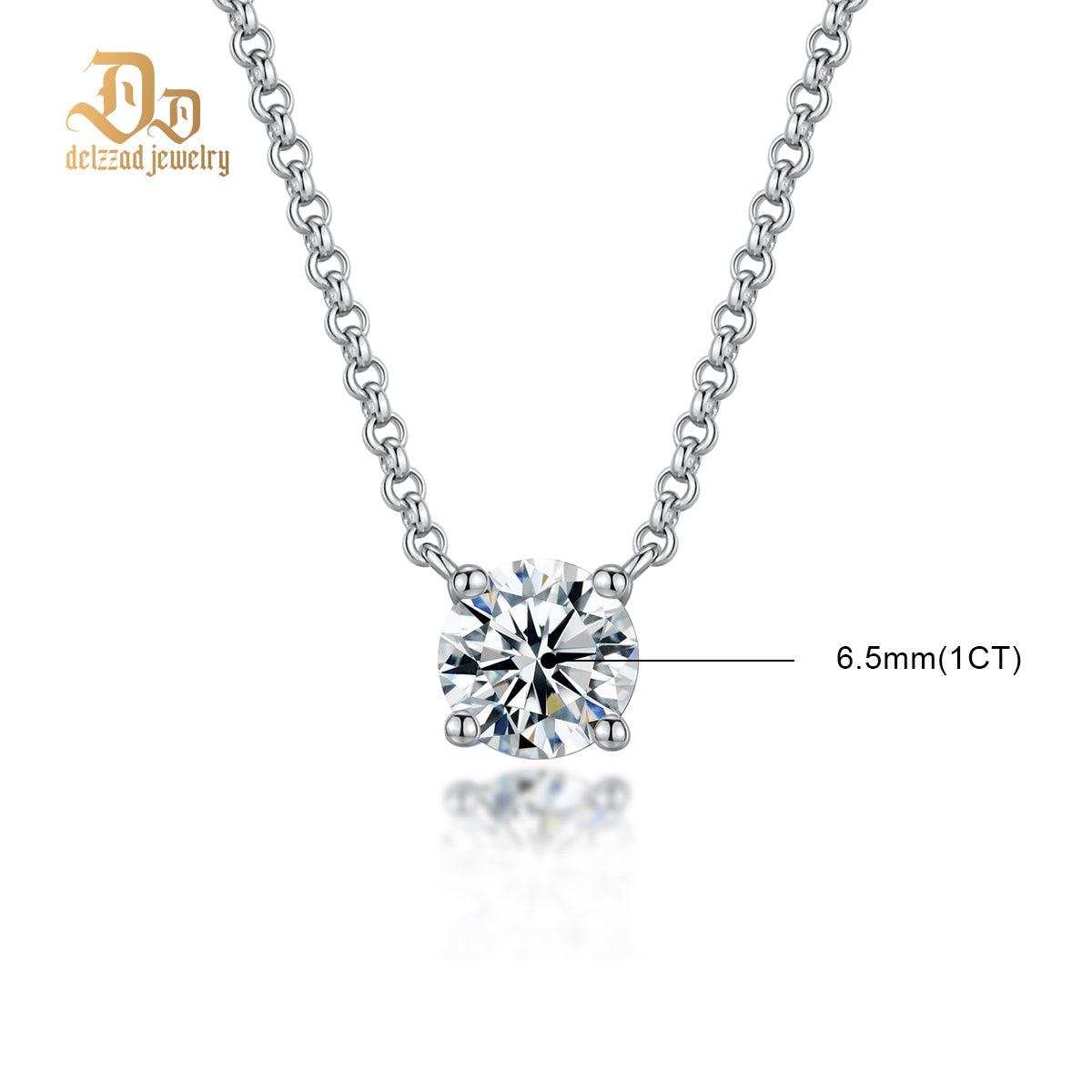 S925 1ct Synthetic Moissanite Classic Round Four Prong Necklace