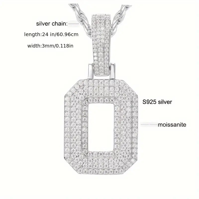 MOISSANITE SMALL SIZE SOLID ALPHBET LETTERS NAME CHARM PENDANT WHITE GOLD