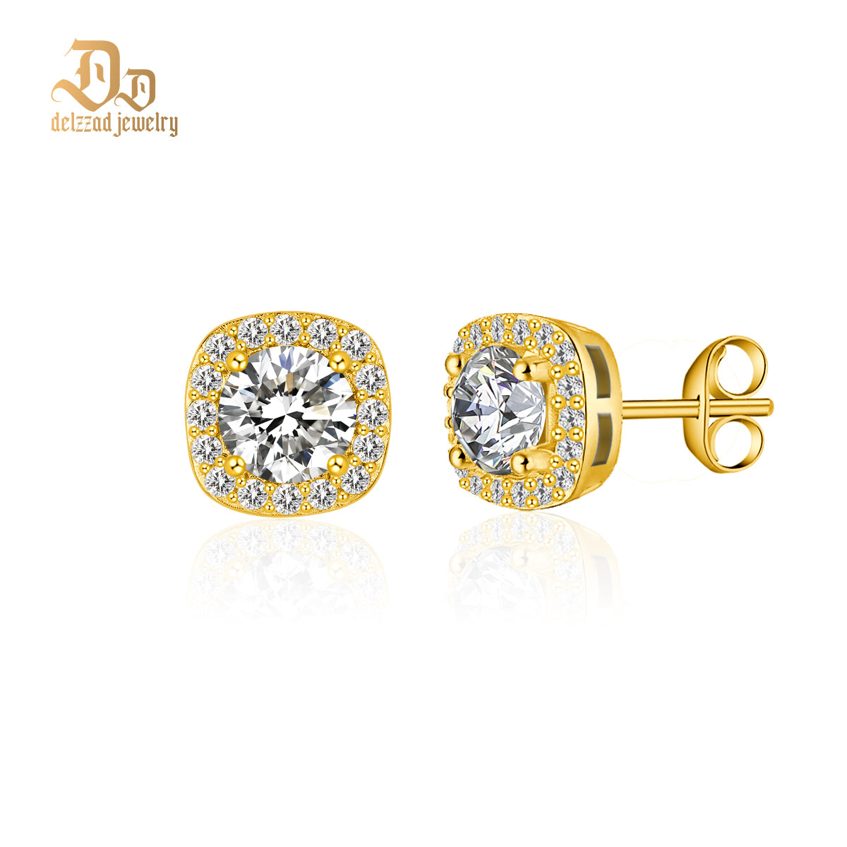 S925 SYNTHETIC MOISSANITE HALO SQUARE STUD EARRINGS BIRTHDAY GIFT FOR MEN WOMEN