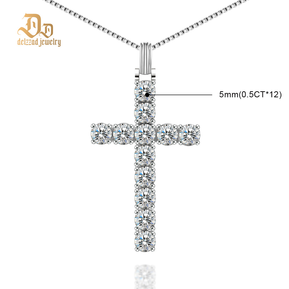 S925 6ct Black White Synthetic Moissanite Cross Necklace St Valentine's Day Gifts for Men Women