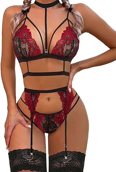 Avidlove Lace Garter Lingerie Set with Removable Choker