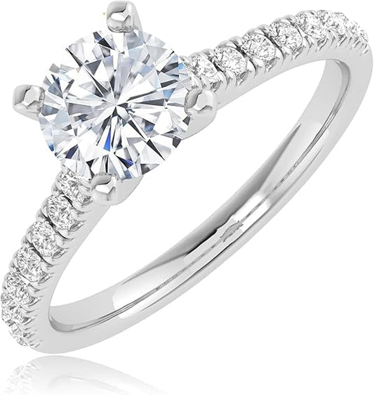 Round Cut Diamond Prong Set Solitaire Diamond Engagement Ring Band