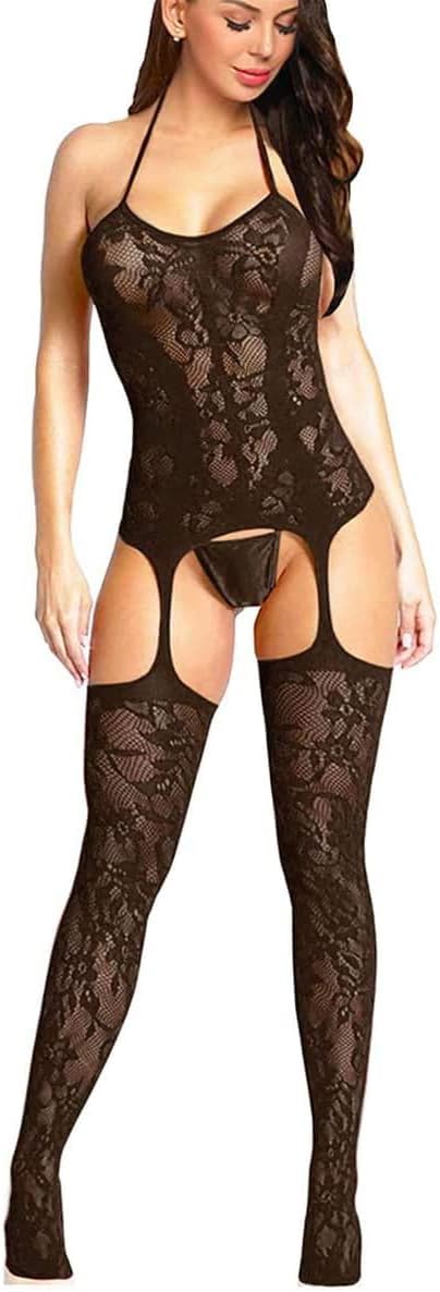 Plus Size Crotchless Bodysuit Sexy Tights Soft Nightwear Lingerie