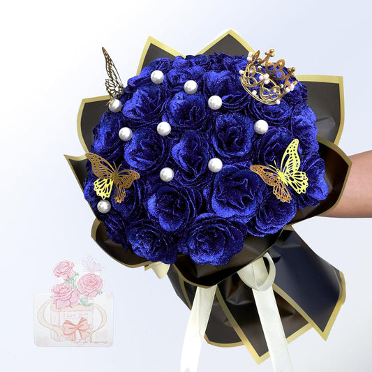 Glitter Roses Bouquet, Shiny Artificial Roses Flowers