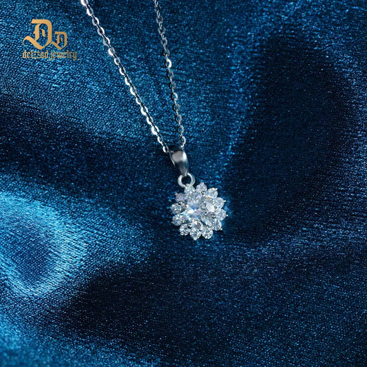 S925 1CT SYNTHETIC MOISSANITE SUNFLOWER PENDANT NECKLACE CHAIN