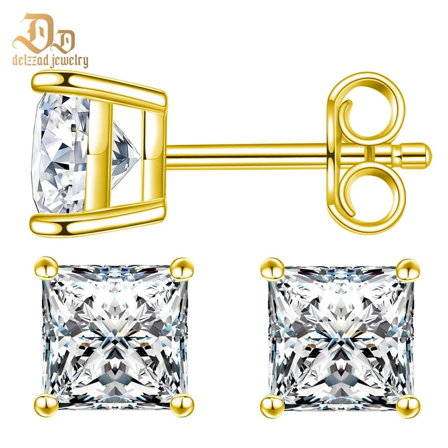 S925 PRINCESS CUT SYNTHETIC MOISSANITE STUD EARRINGS GIFT FOR MEN WOMEN