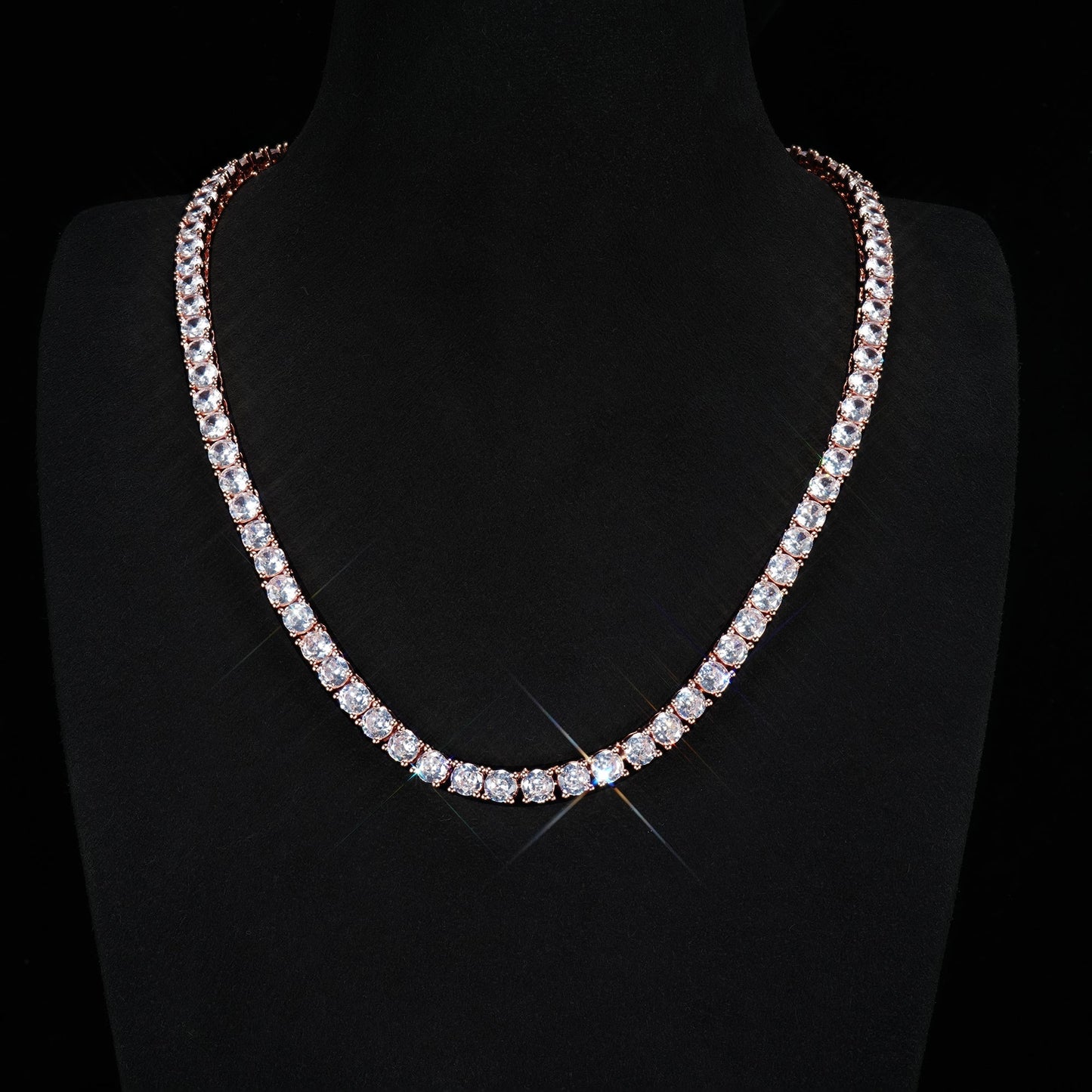 5mm 18K Gold-Plated Iced AAA CZ BlingBling Tennis Chain Single Row