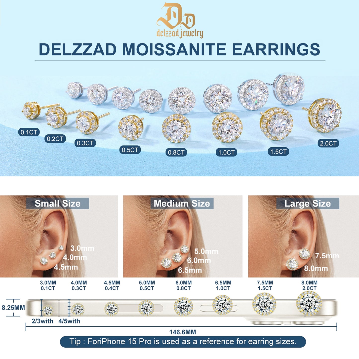 S925 HALO SYNTHETIC MOISSANITE STUD EARRING FOR MEN WOMEN GIFT