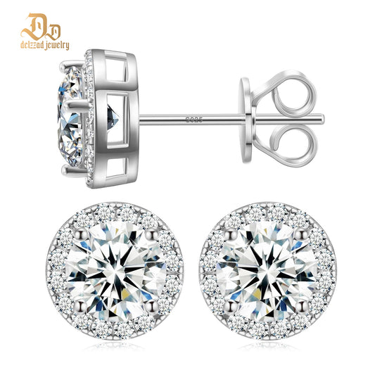 S925 HALO SYNTHETIC MOISSANITE STUD EARRING FOR MEN WOMEN GIFT