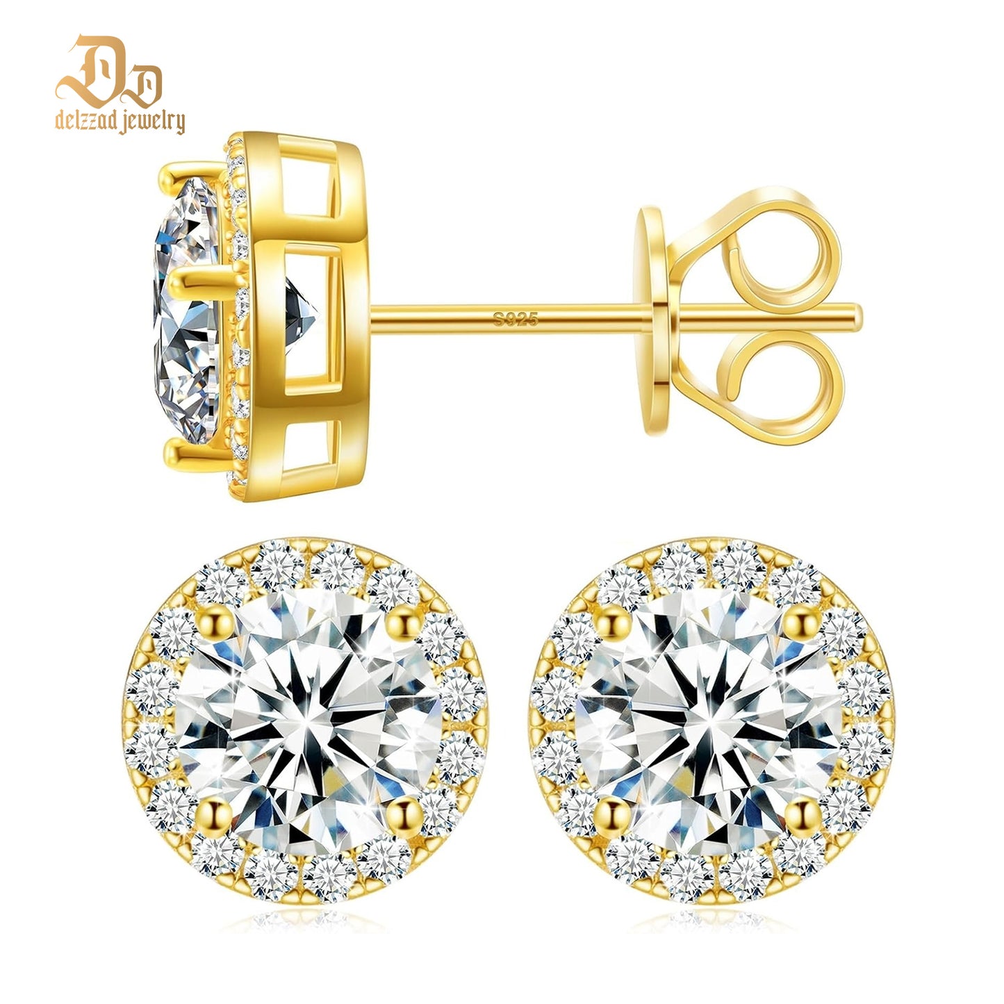 S925 HALO SYNTHETIC MOISSANITE STUD EARRING FOR MEN WOMEN GIFT