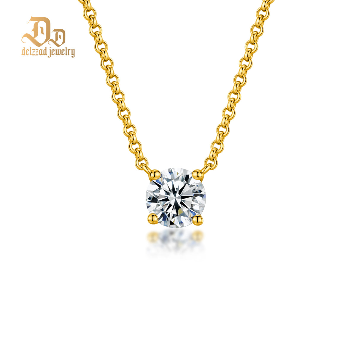 S925 1ct Synthetic Moissanite Classic Round Four Prong Necklace