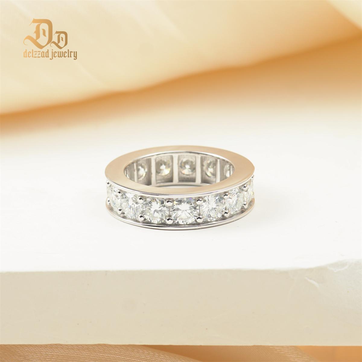 S925 Round VVS Synthetic Moissanite Classic Eternity Ring Band Engagement Wedding Valentine's Day Gifts