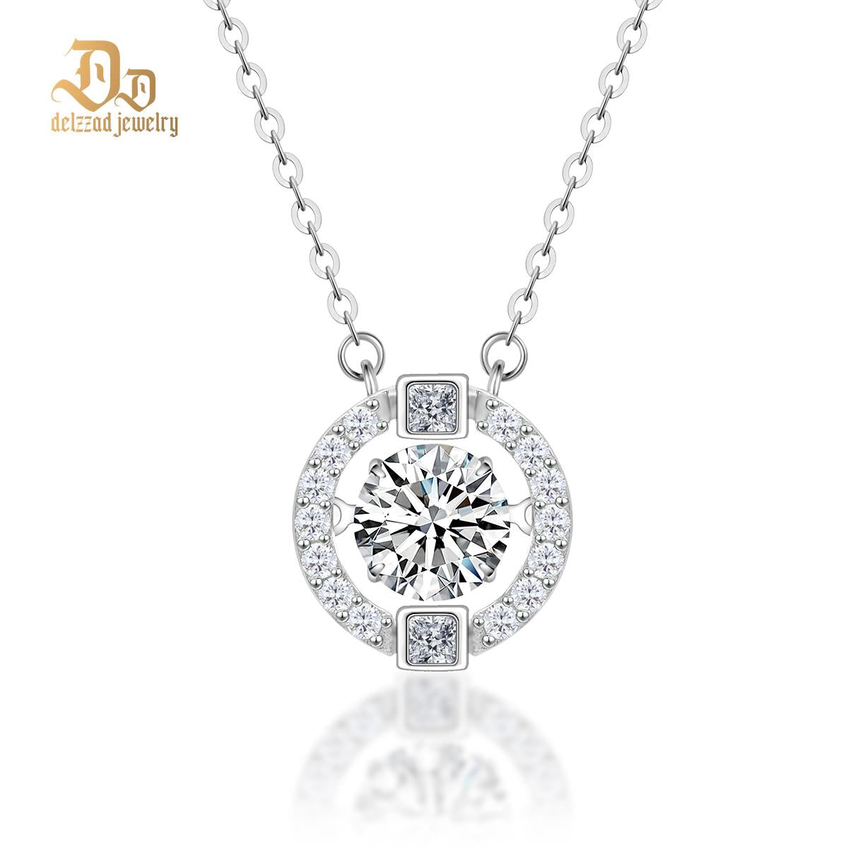 S925 1ct Round Synthetic Moissanite Flickering Halo Pendant Necklace Birthday Valentine's Day Gifts