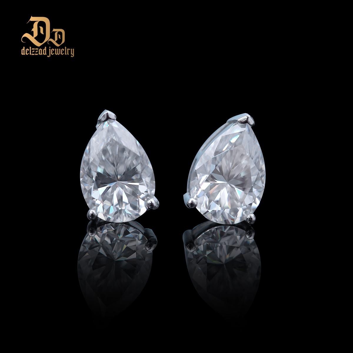 S925 Pear Cut Synthetic Moissanite Prong Stud Earrings For Men Women