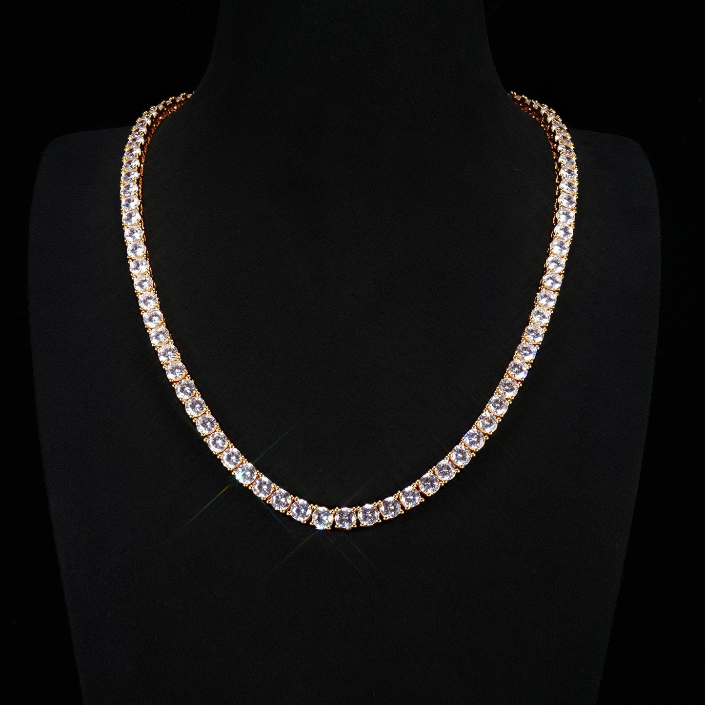 5mm 18K Gold-Plated Iced AAA CZ BlingBling Tennis Chain Single Row