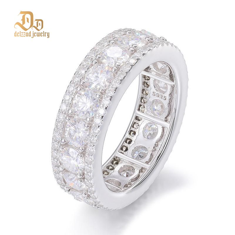 S925 VVS Synthetic Moissanite Hip Hop Style Unisex Circle Ring Gift For Men Women