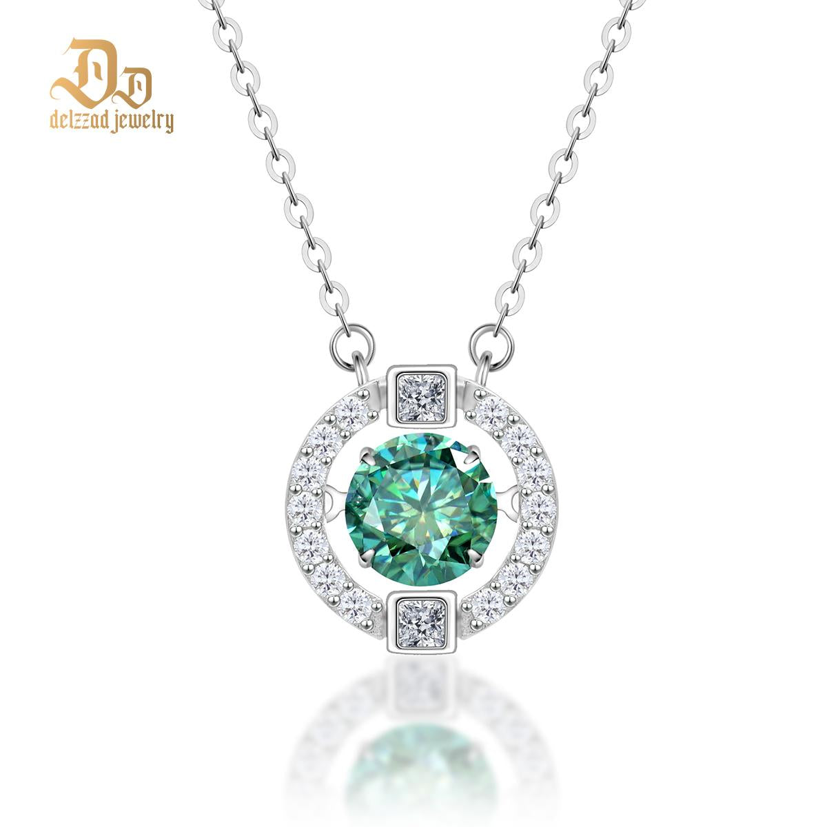 S925 1ct Round Synthetic Moissanite Flickering Halo Pendant Necklace Birthday Valentine's Day Gifts