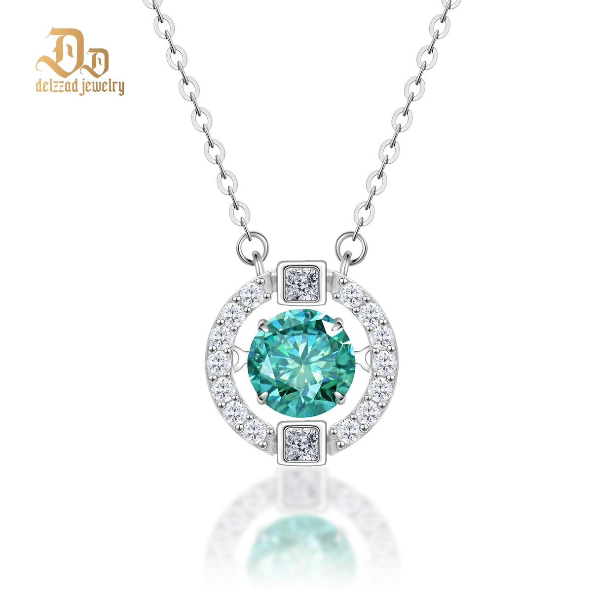 S925 1ct Round Synthetic Moissanite Flickering Halo Pendant Necklace Birthday Valentine's Day Gifts