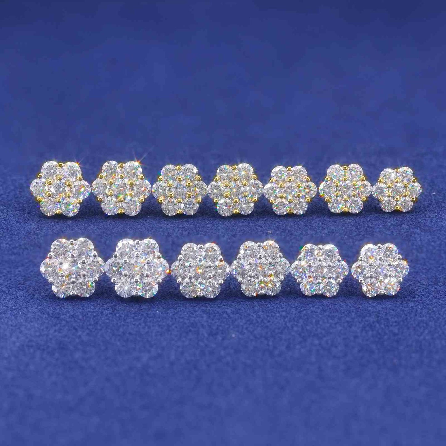 S925 D Color VVS Synthetic Moissanite Flower Stud Earrings Valentine's Day Gifts Jewelry