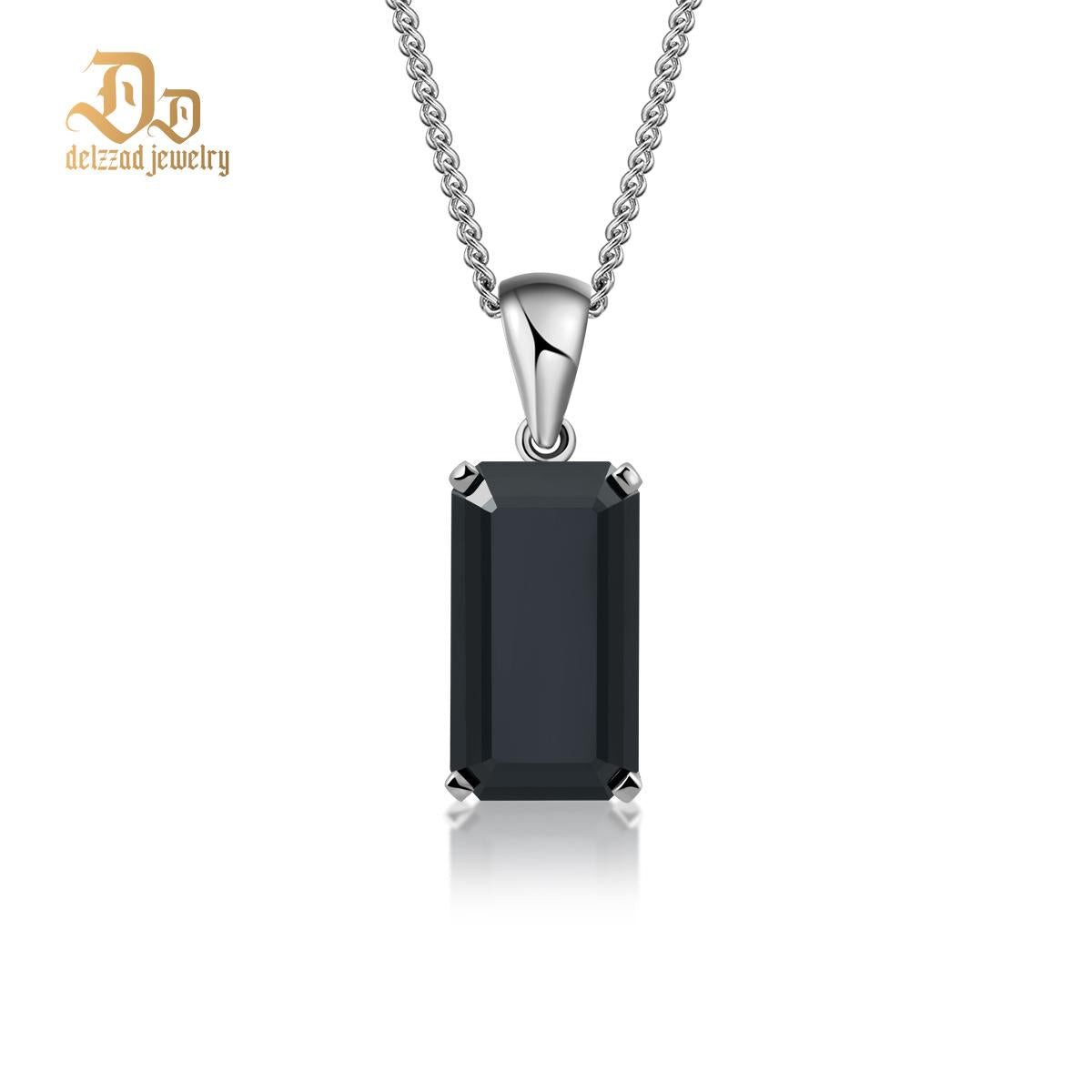 S925 15ct Black Synthetic Moissanite Pendant Necklace Perfect St Valentine's Day Gift for Him