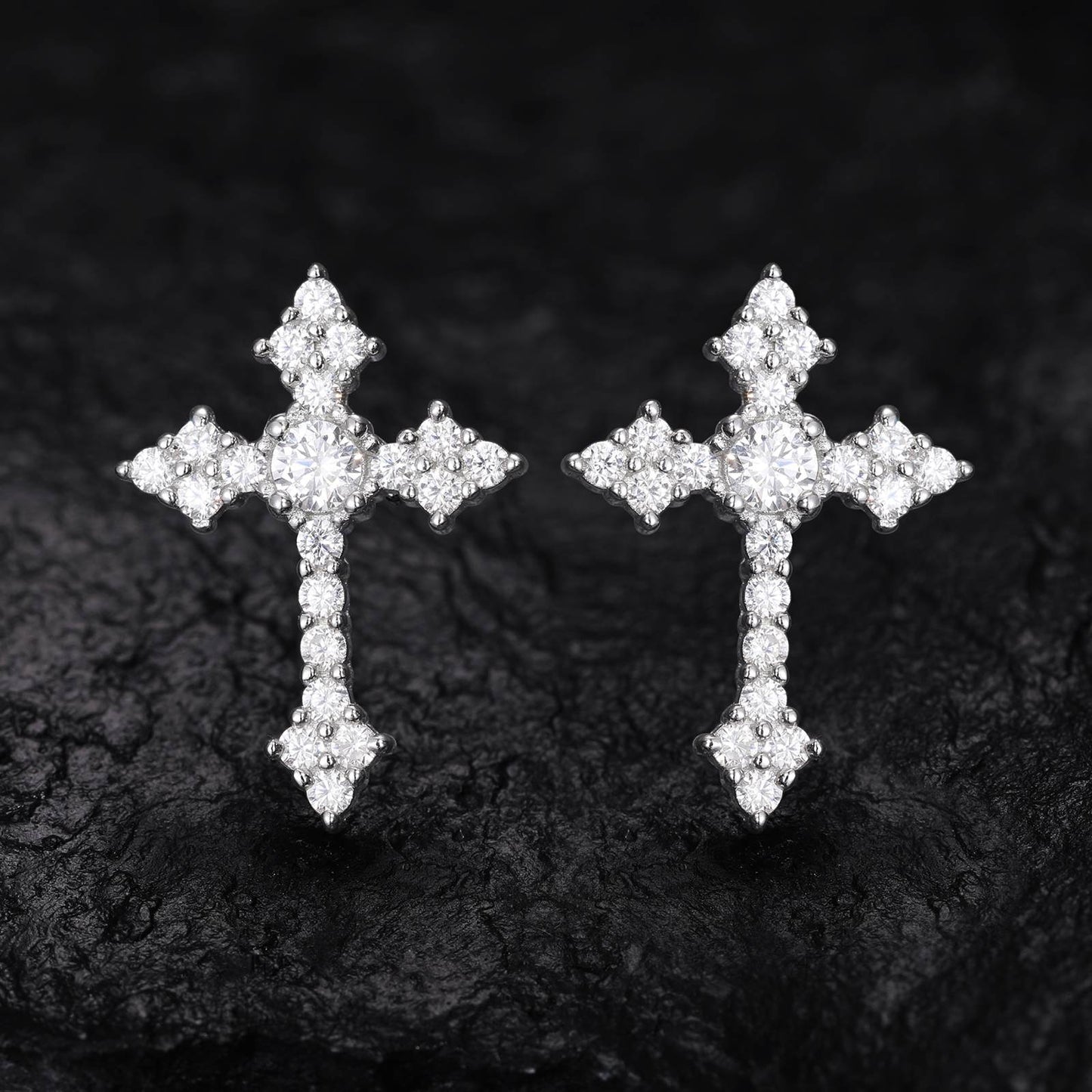 S925 D Color VVS Synthetic Moissanite Cross Prong Stud Earrings For Men Women