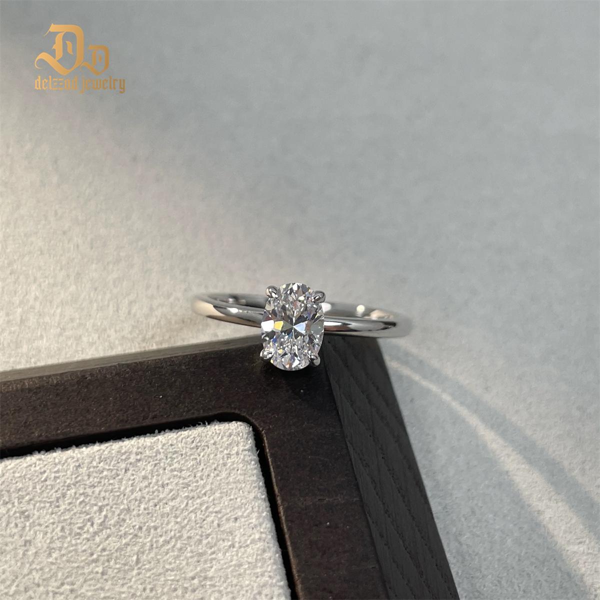 S925 1ct Oval Cut VVS Synthetic Moissanite Solitaire Prong Promise Engagement Ring Anniversary Valentine's Day Gifts For Her