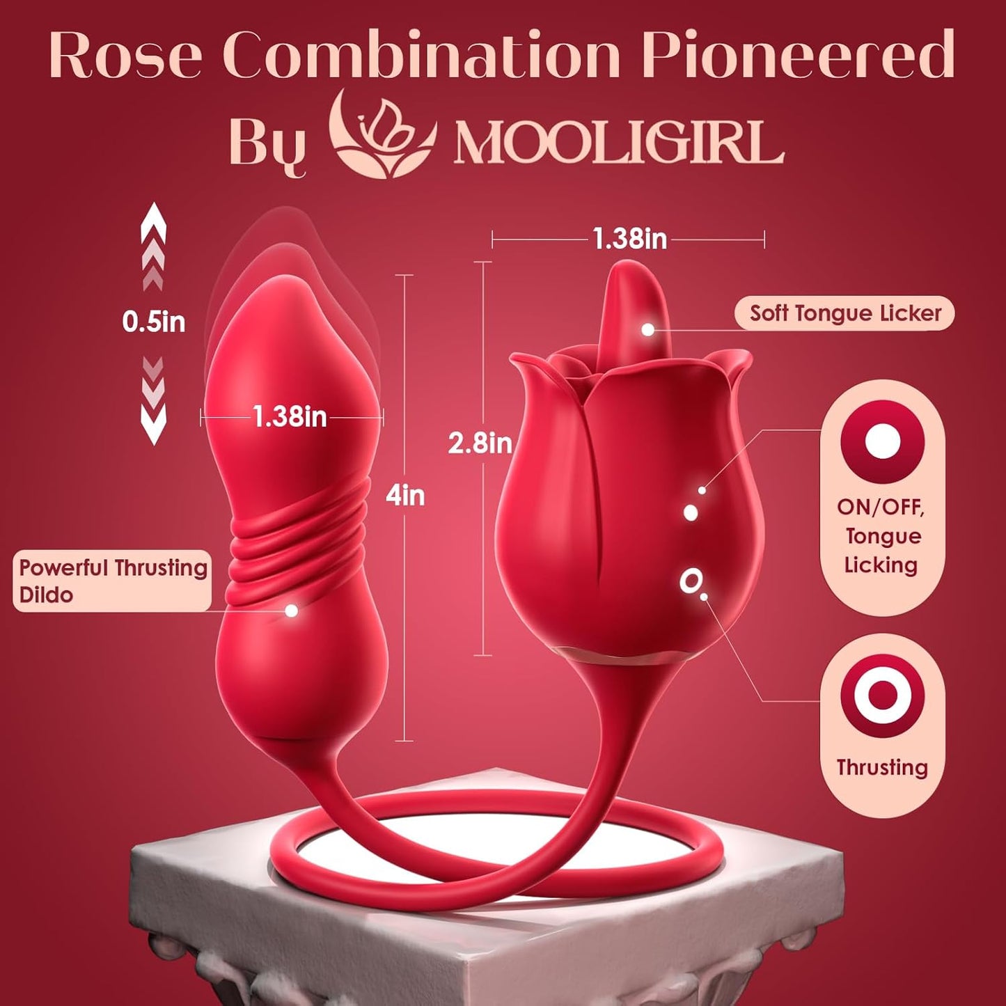 Sex Toys Rose Vibrator Dildo - MOOLIGIRL 4IN1