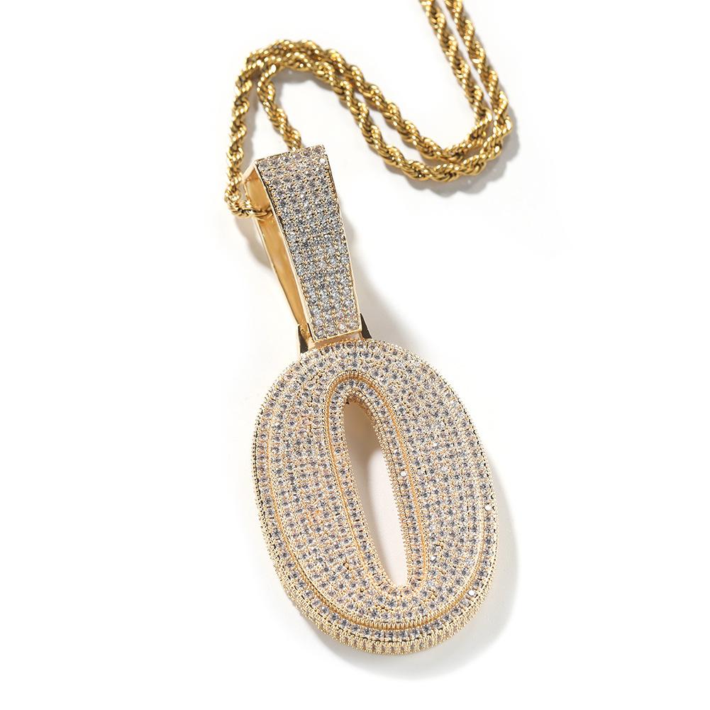 ZIRCONIA HIP HOP LARGE NUMBER PENDANT NECKLACE