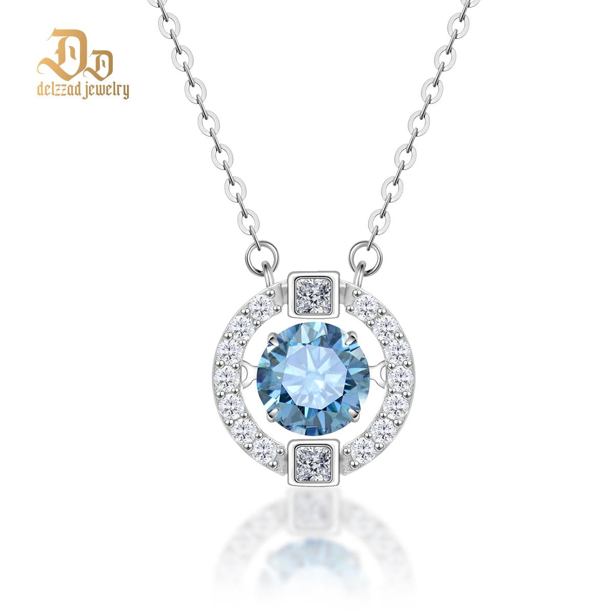 S925 1ct Round Synthetic Moissanite Flickering Halo Pendant Necklace Birthday Valentine's Day Gifts