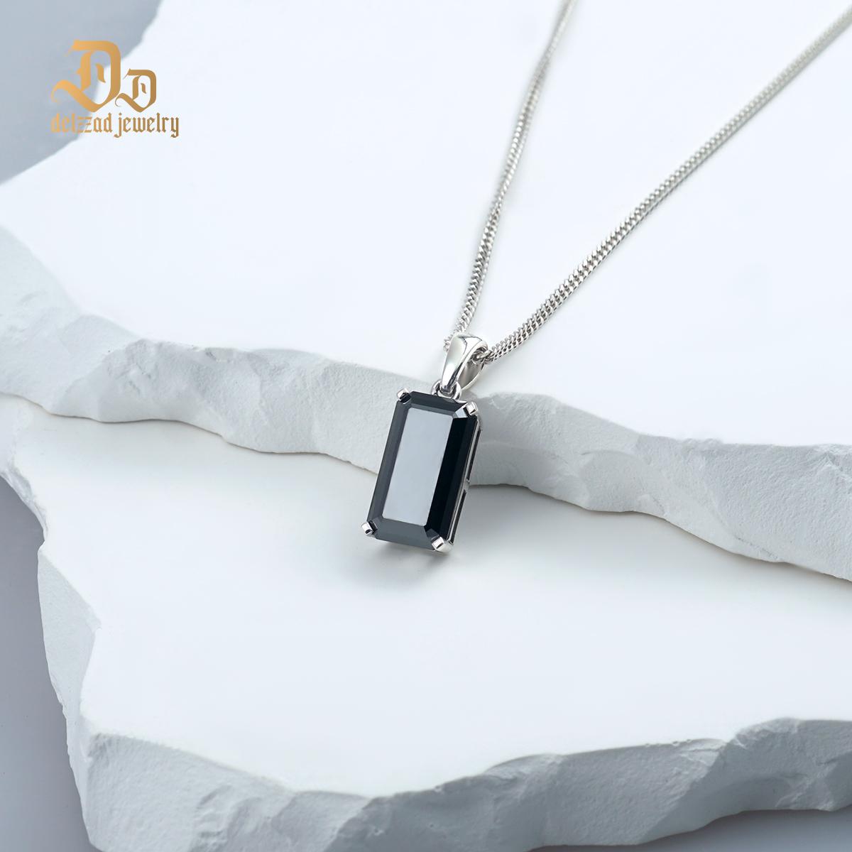 S925 15ct Black Synthetic Moissanite Pendant Necklace Perfect St Valentine's Day Gift for Him