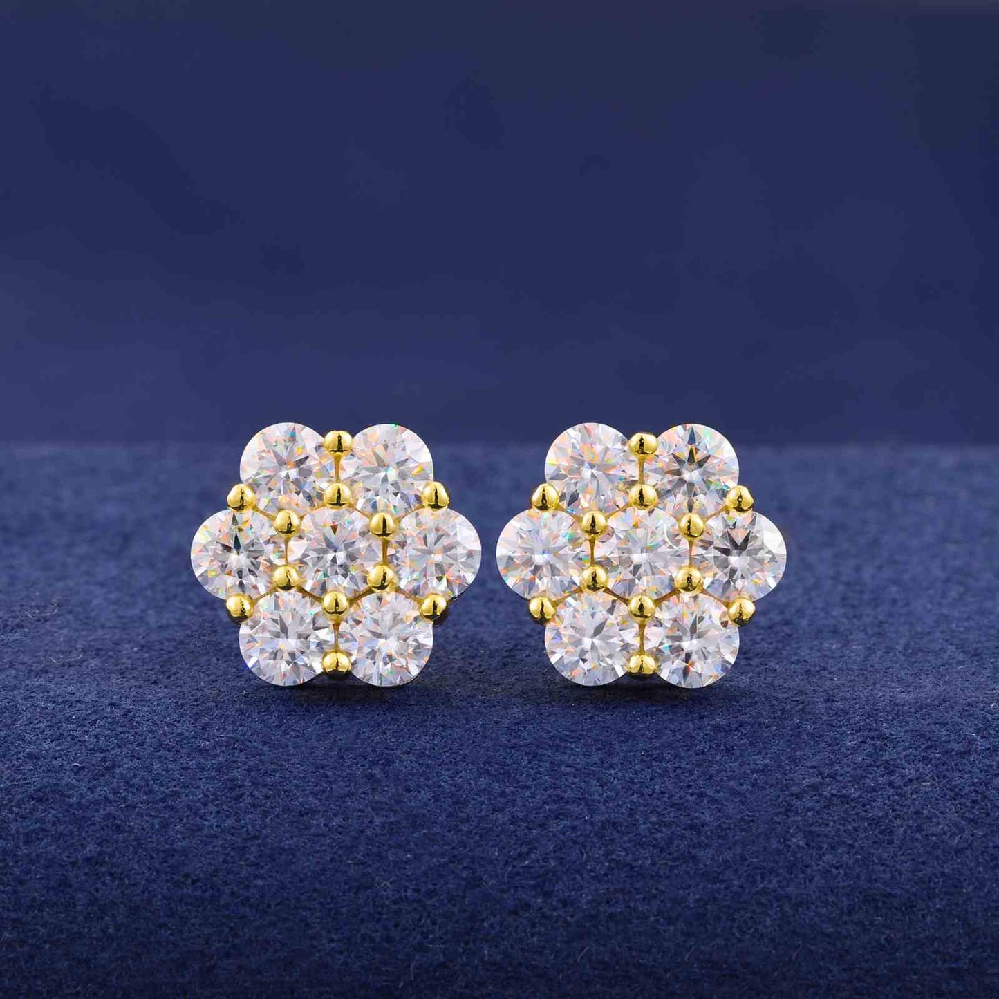 S925 D Color VVS Synthetic Moissanite Flower Stud Earrings Valentine's Day Gifts Jewelry