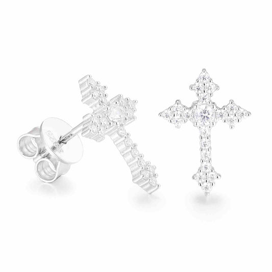 S925 D Color VVS Synthetic Moissanite Cross Prong Stud Earrings For Men Women