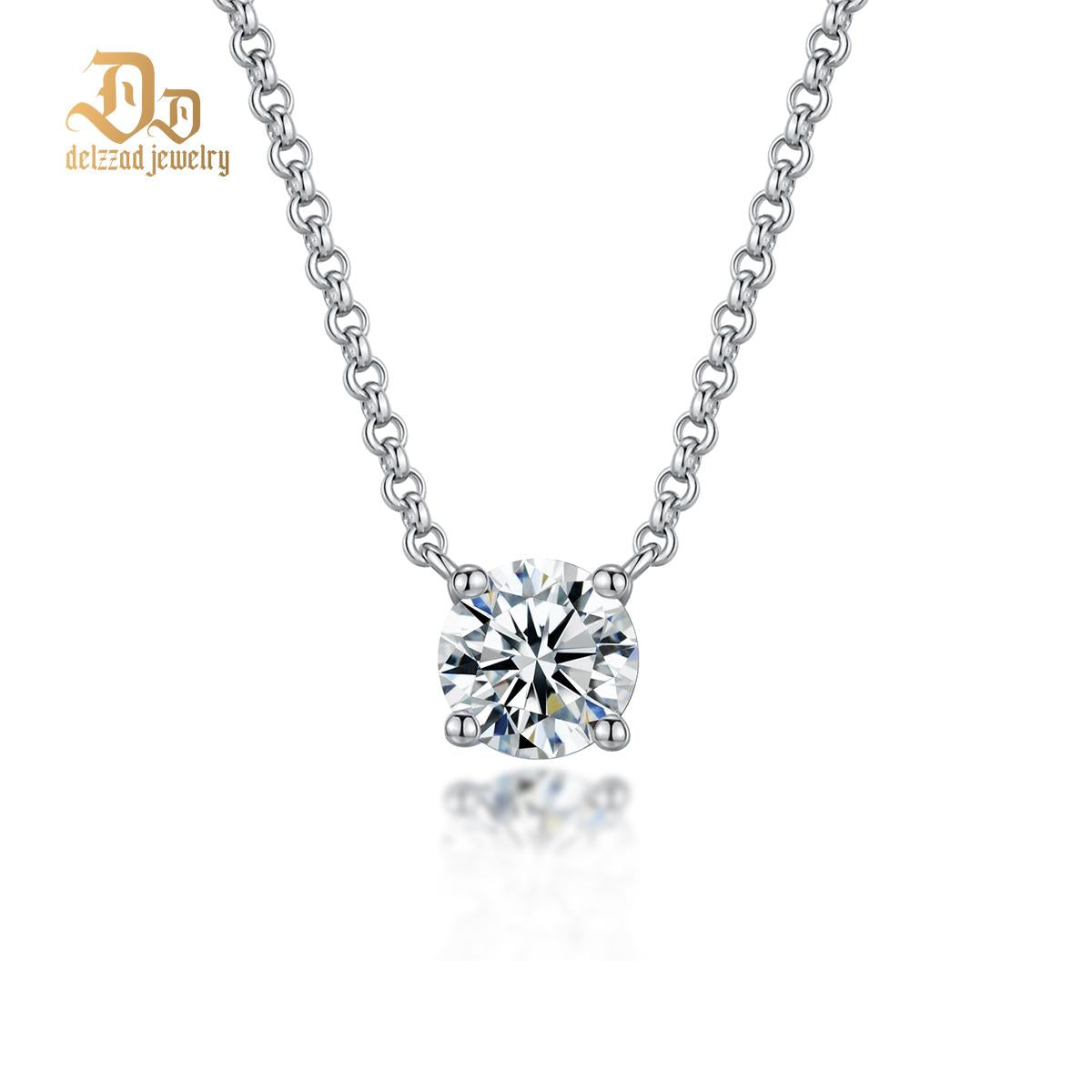 S925 1ct Synthetic Moissanite Classic Round Four Prong Necklace