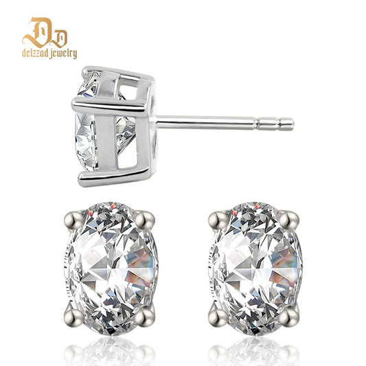 S925 Oval Cut Synthetic Moissanite Stud Earrings Gift For Men Women