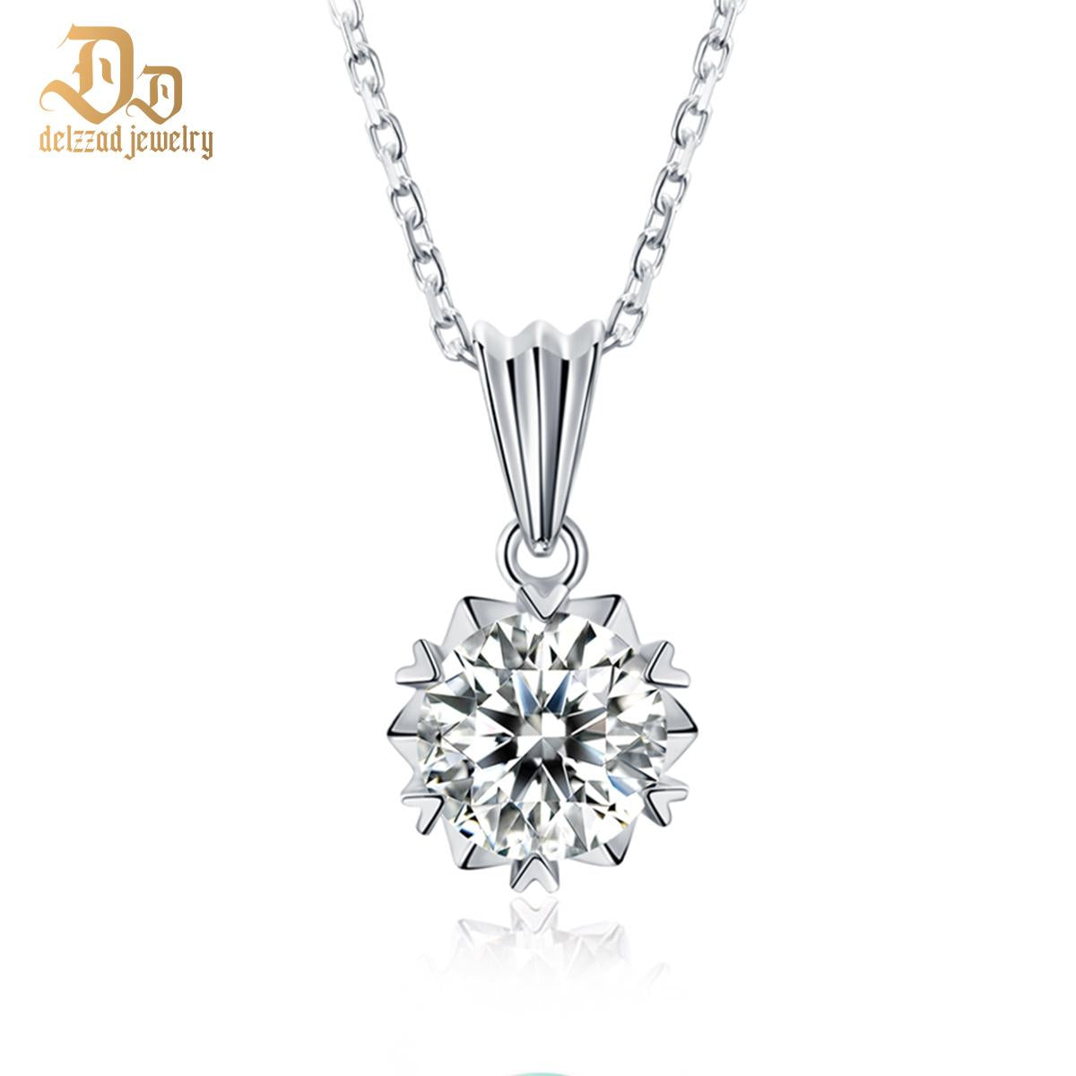 S925 SYNTHETIC MOISSANITE SNOWFLAKE SOLITAIRE PENDANT NECKLACE