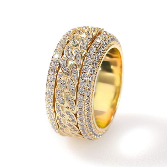 5-Layer Iced Rotatable Cuban Ring