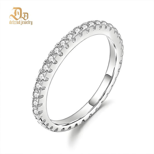 S925 VVS D Color Synthetic Moissanite Eternity Ring Band Anniversary Valentine's Day Gifts For Women Men