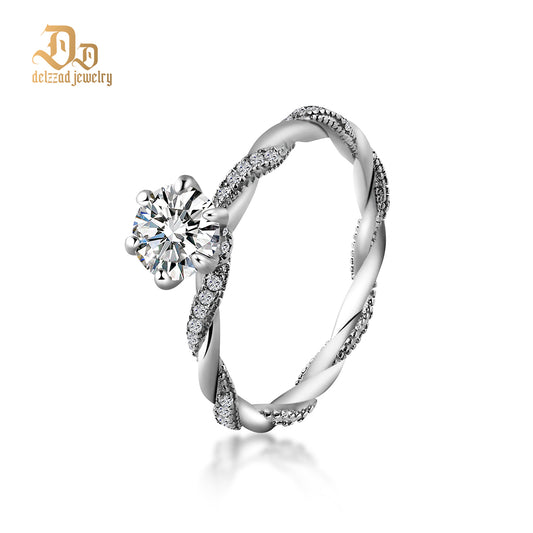 1ct Round Synthetic Moissanite Rope Ring In 925 Sterling Silver St Valentine's Day Gifts for Men Women