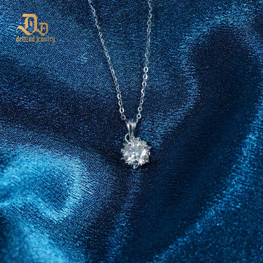 S925 SYNTHETIC MOISSANITE SNOWFLAKE SOLITAIRE PENDANT NECKLACE