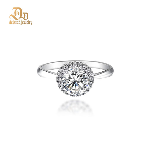 1ct Round Synthetic Moissanite Luxurious Bling Halo Ring In 925 Sterling Silver Engagement Anniversary Valentine's Day Gifts