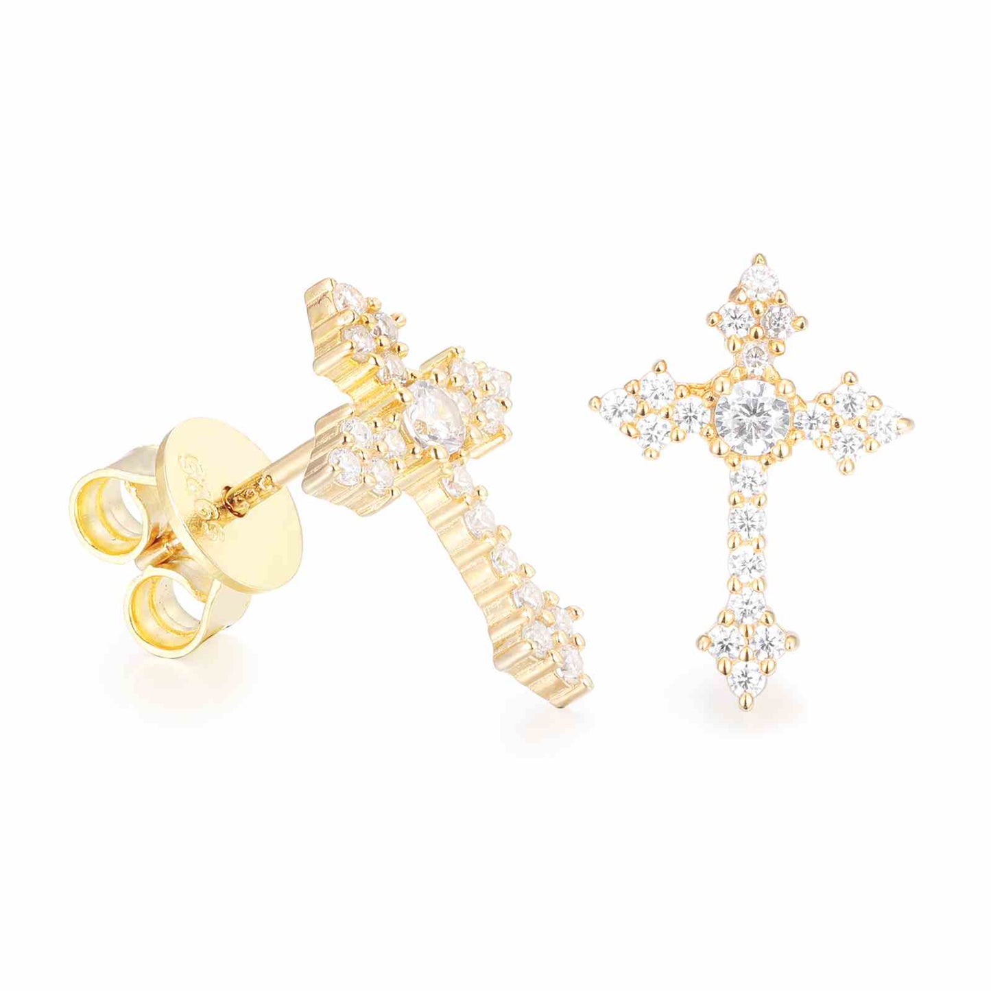 S925 D Color VVS Synthetic Moissanite Cross Prong Stud Earrings For Men Women